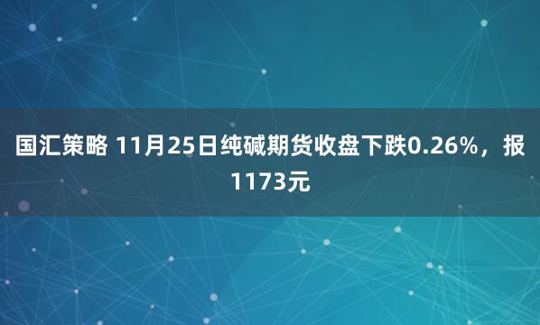 国汇策略 11月25日纯碱期货收盘下跌0.26%，报1173元